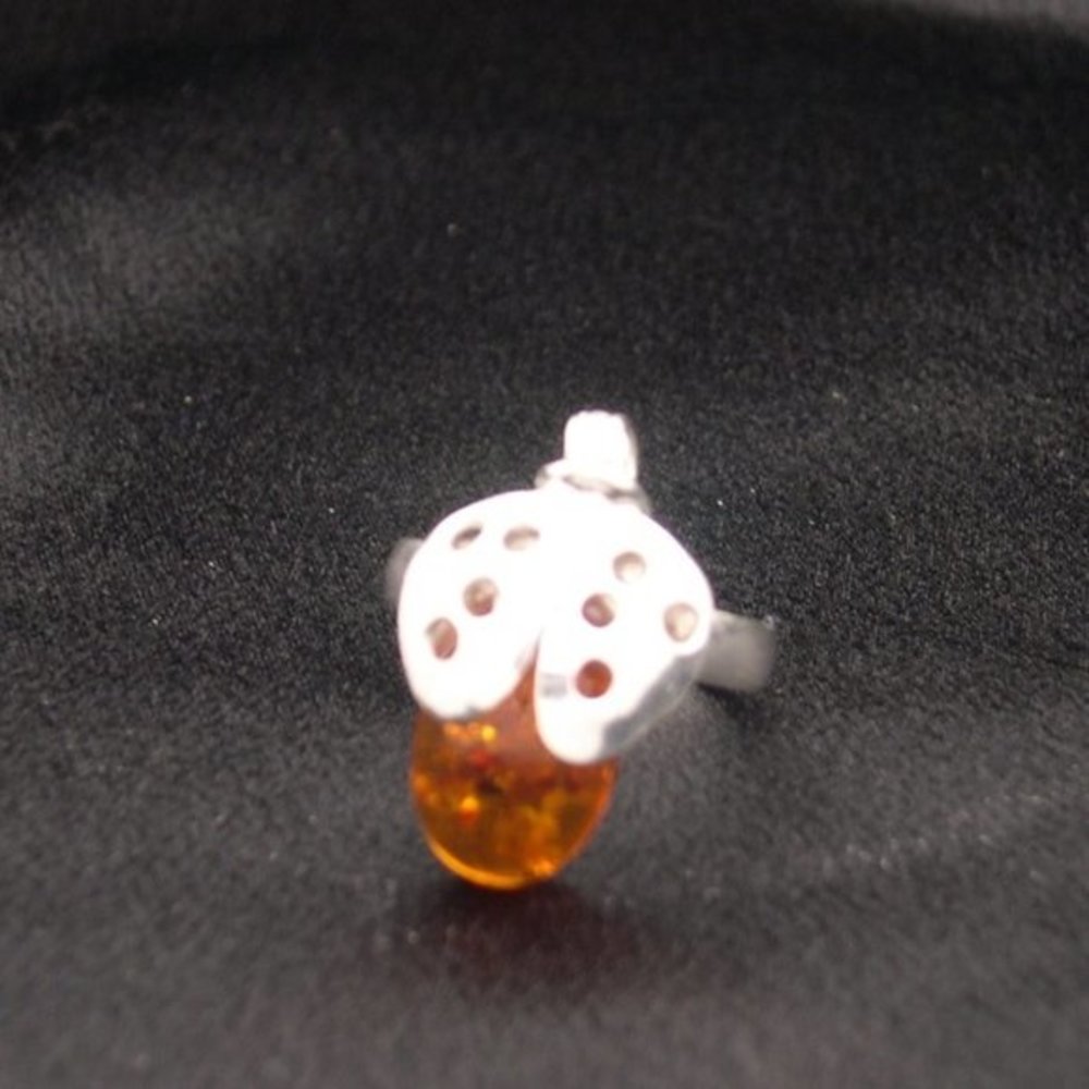 NWOT Size 8 925 Sterling Silver Amber Gemstone Bumble Bee Ring